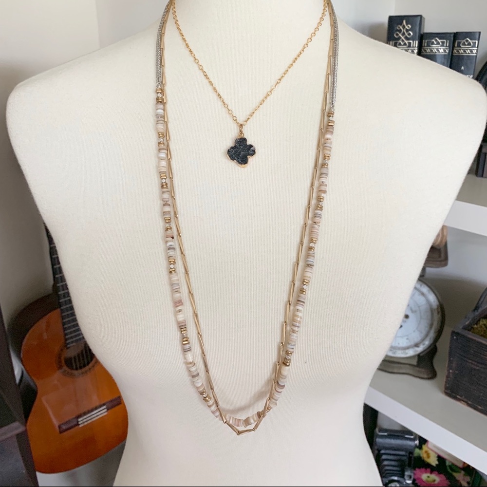 Alhambra Style Druzy Clover Pendant Necklace - Picture 7 of 7
